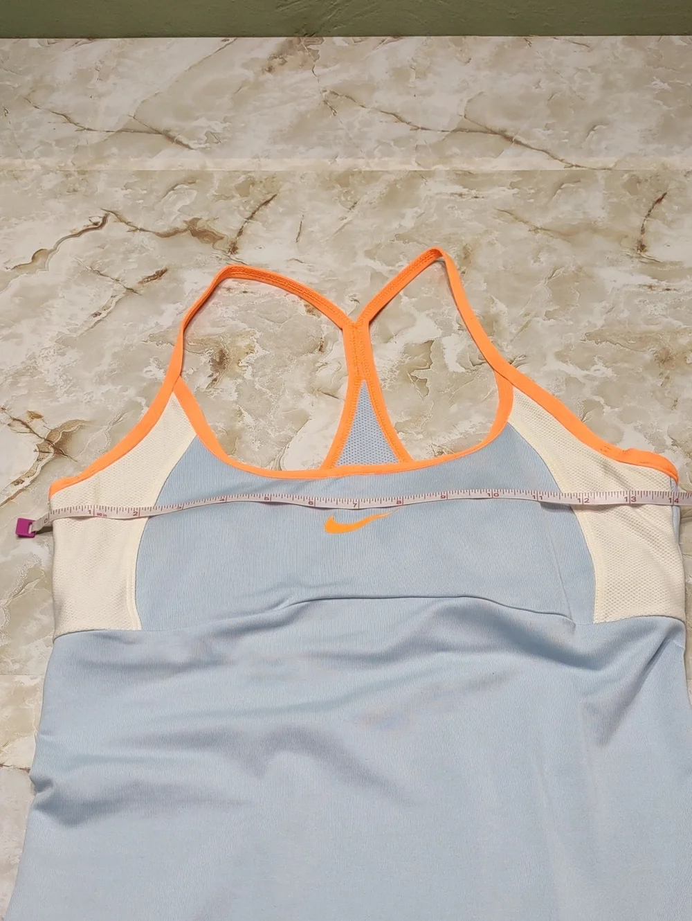 Nike Powder Blue & Navy/Teal Tennis Tank and Skort with Neon Orange Accents